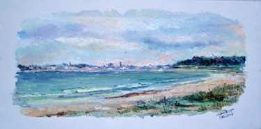 Painting titled "L'Ile Tudy 2" by Michel Hamelin, Original Artwork, Oil Mounted on Wood Stretcher frame