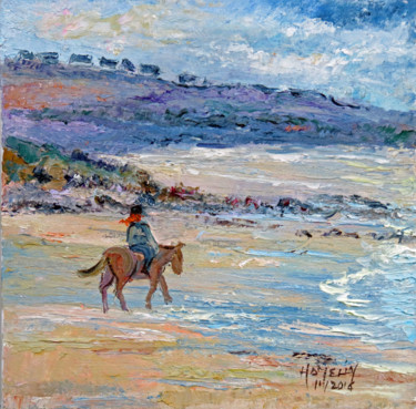 Painting titled "Pors Poulhan : la c…" by Michel Hamelin, Original Artwork, Oil