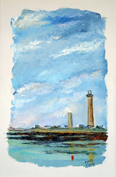 Pintura titulada "le phare d'Eckmühl" por Michel Hamelin, Obra de arte original, Oleo Montado en Bastidor de camilla de made…