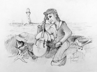 Zeichnungen mit dem Titel "Concert pour étoile…" von Michel Hamelin, Original-Kunstwerk, Graphit