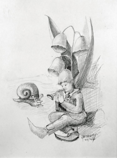 Drawing titled "Le premier mai du k…" by Michel Hamelin, Original Artwork, Graphite