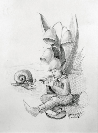 Dessin intitulée "Le premier mai du k…" par Michel Hamelin, Œuvre d'art originale, Graphite