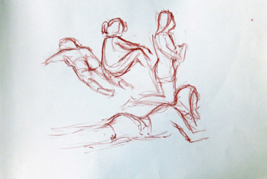 Drawing titled "Croquis de plage 2" by Michel Hamelin, Original Artwork, Other