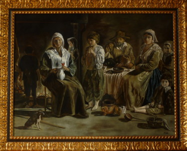 Peinture intitulée "LES PAYSANS de MHL…" par Micheline Hanrard Ladoul Mhl., Œuvre d'art originale, Huile Monté sur Châssis e…