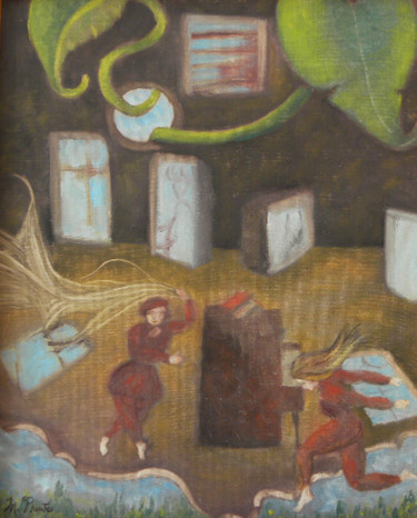 Peinture intitulée "La musique nous tra…" par Micheline Plante, Œuvre d'art originale, Huile Monté sur Panneau de bois