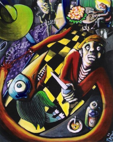 Painting titled "cauchemar macabre II" by Ktü, Original Artwork