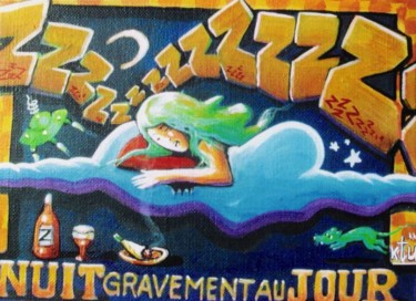 Painting titled "nuit gravement au j…" by Ktü, Original Artwork