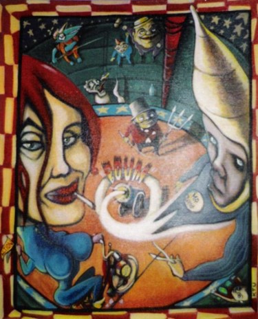 Painting titled "maniac circus" by Ktü, Original Artwork