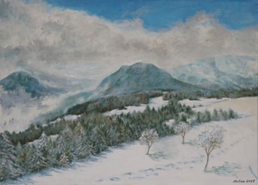 Mont Caly, Haute Savoie. Peinture intitulée "Mont Caly, Haute Sa…" par Michel Kulisa, Œuvre d'art originale, Acrylique