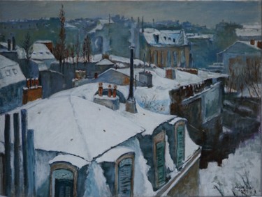 Peinture intitulée "Paysage de toits da…" par Michel Kulisa, Œuvre d'art originale, Acrylique