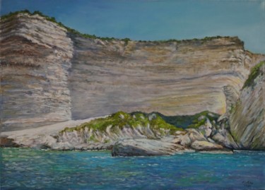 Painting titled "Falaises de Bonifac…" by Michel Kulisa, Original Artwork, Oil