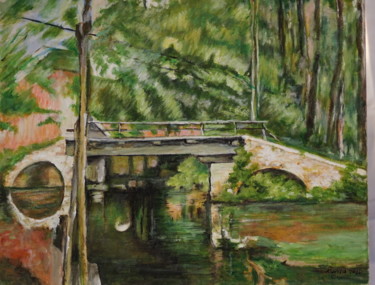 Painting titled "Le pont de Maincy ." by Michel Kulisa, Original Artwork, Acrylic