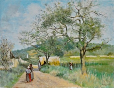 Painting titled "Marcoussis ,route à…" by Michel Kulisa, Original Artwork, Acrylic