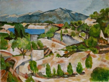 「Montagnes de Proven…」というタイトルの絵画 Michel Kulisaによって, オリジナルのアートワーク, アクリル