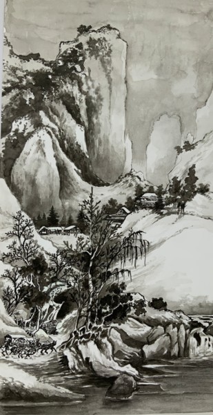 Рисунок под названием "Paysage chinois sou…" - Michel Kulisa, Подлинное произведение искусства, Чернила