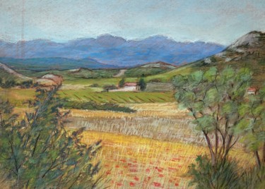 Dessin intitulée "Paysage corse." par Michel Kulisa, Œuvre d'art originale, Pastel