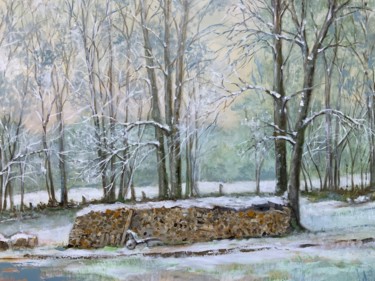 Painting titled "Neige en Franche-Co…" by Michel Kulisa, Original Artwork, Acrylic