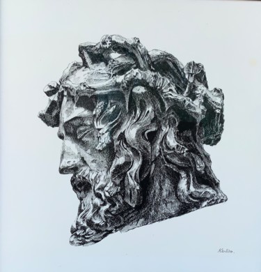 Σχέδιο με τίτλο "TÊTE DE CHRIST" από Michel Kulisa, Αυθεντικά έργα τέχνης, Μελάνι Τοποθετήθηκε στο Χαρτόνι