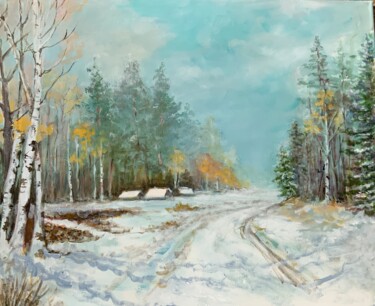 Painting titled "route en forêt" by Michel Kulisa, Original Artwork, Acrylic