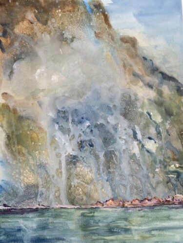 Peinture intitulée "Sous la falaise" par Michel Kulisa, Œuvre d'art originale, Aquarelle