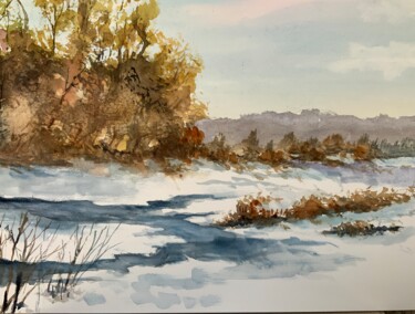 Painting titled "Fin d’hiver" by Michel Kulisa, Original Artwork, Watercolor