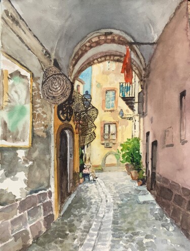 Painting titled "Sardaigne2" by Michel Kulisa, Original Artwork, Watercolor