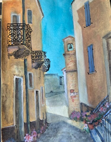 Painting titled "Sardaigne5" by Michel Kulisa, Original Artwork, Watercolor