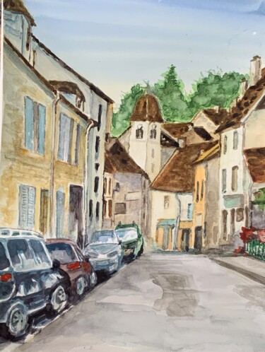 Peinture intitulée "Sellieres rue de l’…" par Michel Kulisa, Œuvre d'art originale, Aquarelle