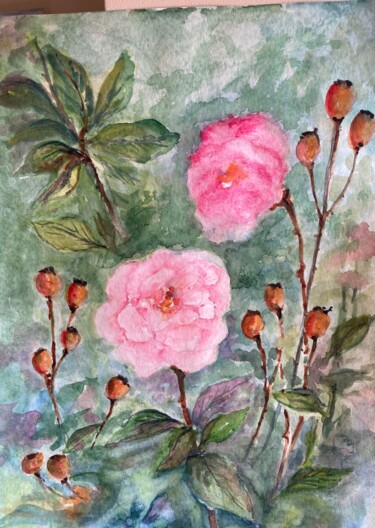 Peinture intitulée "Roses" par Michel Kulisa, Œuvre d'art originale, Aquarelle
