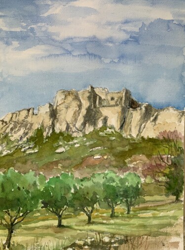 Peinture intitulée "Les Baux de Provence" par Michel Kulisa, Œuvre d'art originale, Aquarelle