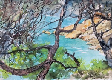 Painting titled "Cassis" by Michel Kulisa, Original Artwork, Watercolor