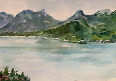 Peinture intitulée "Le lac d’Annecy 3" par Michel Kulisa, Œuvre d'art originale, Aquarelle