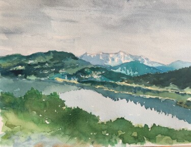 Painting titled "CORMET DE ROSELEND" by Michel Kulisa, Original Artwork, Watercolor