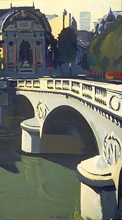 Painting titled "Pont Saint-Michel" by Michelle Auboiron, Original Artwork, Oil