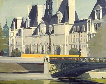 Peinture intitulée "Pont d'Arcole and M…" par Michelle Auboiron, Œuvre d'art originale, Huile