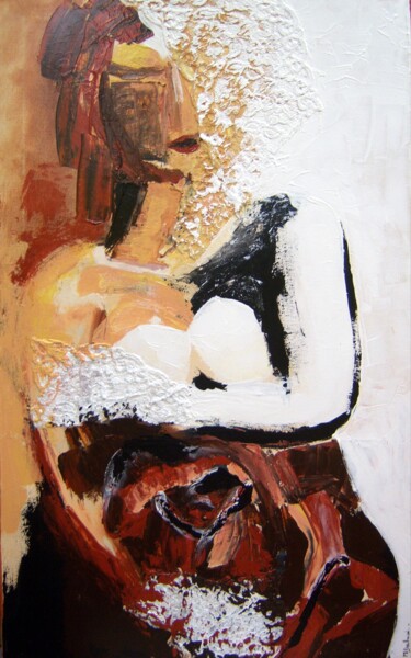 Peinture intitulée "La dame de coeur N°2" par Michelle Dechaud, Œuvre d'art originale, Acrylique