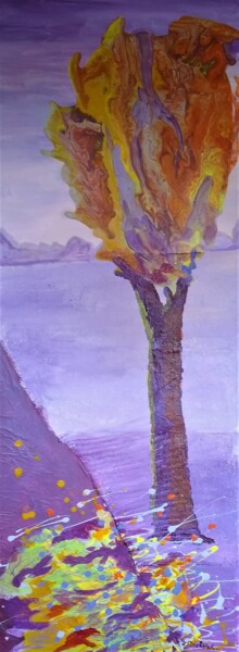 Pittura intitolato "la route en mauve" da Michelle Dechaud, Opera d'arte originale, Acrilico