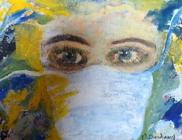Painting titled "A vos masques !" by Michelle Dechaud, Original Artwork, Acrylic