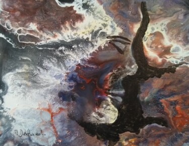 Pintura intitulada "Dans mes pensées." por Michelle Dechaud, Obras de arte originais, Acrílico