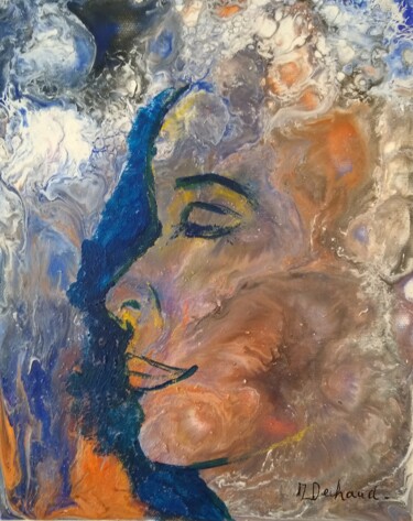 Peinture intitulée "Réveuse" par Michelle Dechaud, Œuvre d'art originale, Acrylique