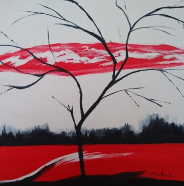 Painting titled "L'arbre" by Michelle Dechaud, Original Artwork, Acrylic
