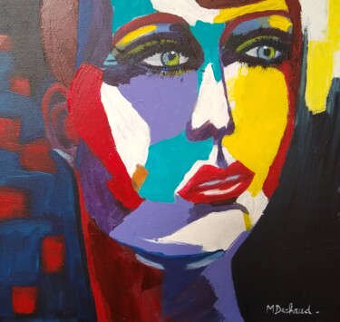 Painting titled "Linda" by Michelle Dechaud, Original Artwork, Acrylic