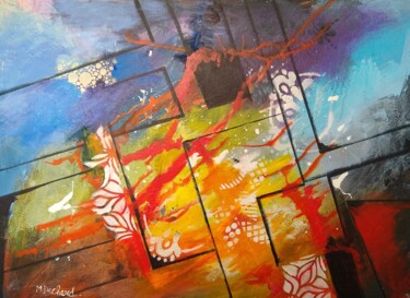 Malerei mit dem Titel "La flamme" von Michelle Dechaud, Original-Kunstwerk, Acryl