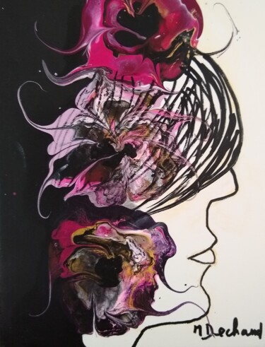 Painting titled "La jeune fille et l…" by Michelle Dechaud, Original Artwork, Acrylic