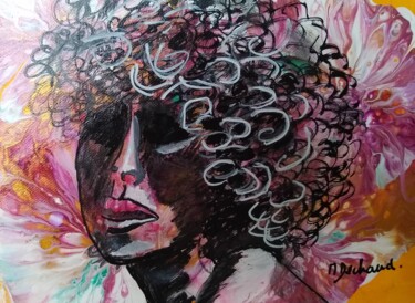 Painting titled "Pensive..." by Michelle Dechaud, Original Artwork, Acrylic