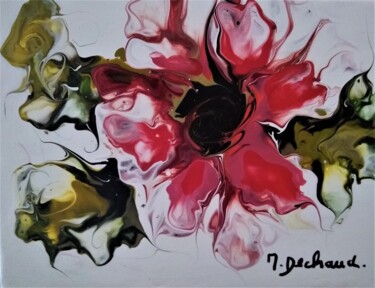 Painting titled "Imagine des fleurs" by Michelle Dechaud, Original Artwork, Acrylic Mounted on Wood Stretcher frame