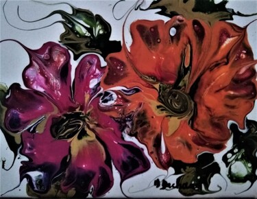Painting titled "Imagine des fleurs…" by Michelle Dechaud, Original Artwork, Acrylic Mounted on Wood Stretcher frame