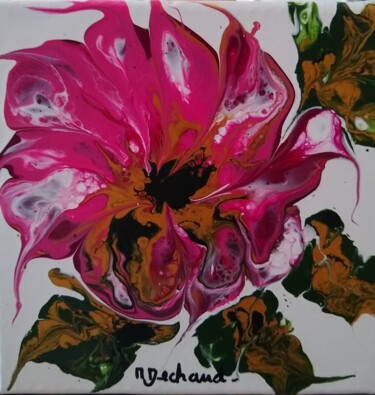 Painting titled "imagine des fleurs…" by Michelle Dechaud, Original Artwork, Acrylic Mounted on Wood Stretcher frame