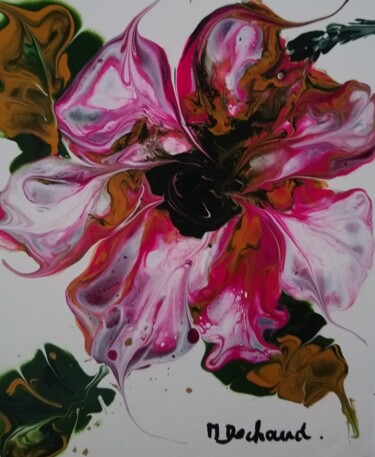 Painting titled "Imagine des fleurs…" by Michelle Dechaud, Original Artwork, Acrylic Mounted on Wood Stretcher frame