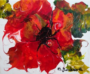 Malarstwo zatytułowany „imagine des fleurs…” autorstwa Michelle Dechaud, Oryginalna praca, Akryl Zamontowany na Drewniana ra…